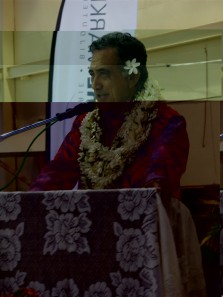 Le président Oscar TEMARU à l’inauguration de la Réserve de biosphère de la commune de Fakarava – Crédit : V.Meyer