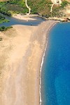 Aerial view of Riciniccia’s beach (foreground) and the village of Galeria (background)_N.ROBERT (PNR Corse)